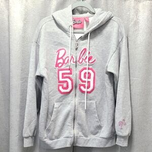 Barbie Gray Hoodie Jacket Letters 59 Front Back Size S Sweatshirt‎